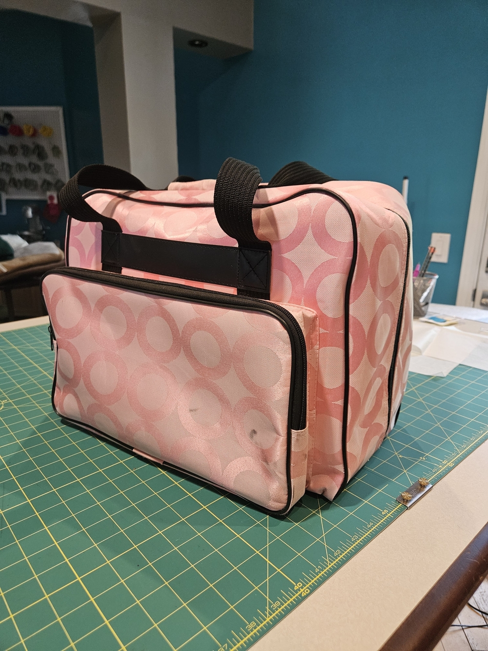 Janome Pink Circle Pattern Sewing Machine Tote Bag - Picture 3 of 11
